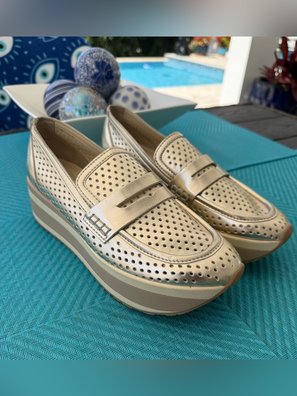 Dolce Vita Janine Metallic Gold Platform Loafers